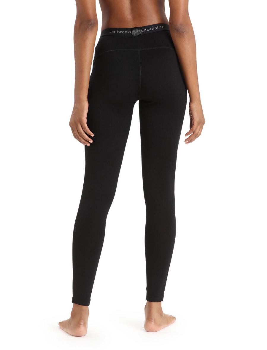 Women's Icebreaker Merino 260 Tech Thermal Leggings Base Layers Black | CA 1022ILHS